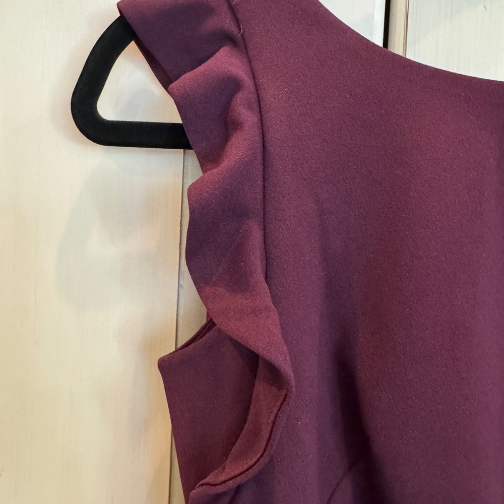 Calvin Klein Plum Ruffle Sleeve Midi Dress - Picture 3 of 6